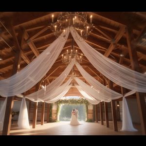 YOPIN-548 Cortinas de Chifón Transparentes con <span class=keywords><strong>Velo</strong></span> de Perlas Romántico y Chic de Estilo Europeo en 18 Colores para Bodas al Aire Libre y Arcos de Ceremonia - Product Image 3