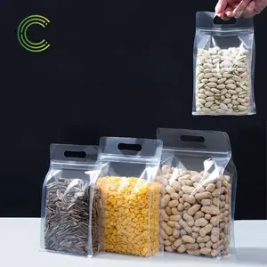 खाद्य ग्रेड जिपर पाउच पारदर्शी फ्लैट बॉटम पैकेजिंग बैग ज़िप लॉक प्लास्टिक भोजन के लिए स्पष्ट बैग