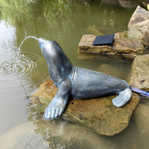 Statue de <span class=keywords><strong>fontaine</strong></span> d'eau solaire d'extérieur en résine, modèle LIFA, ornement réaliste de lion marin, animal marin, cascade, artisanat de jardin - Product Image 2