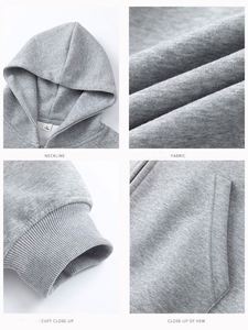 เสื้อฮู้ดดี้ผู้ชายแบบซิปเต็มตัว พิมพ์โลโก้ตามสั่ง ขายส่ง ODM/OEM สำหรับผู้ชายและผู้หญิง - Product Image 4