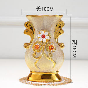 Jarrón de Cerámica Dorado de Estilo Nórdico, Decoración para Arreglos Florales en la Sala de Estar, Jarrón de Escritorio, Rosa, Flor Artificial - Product Image 2