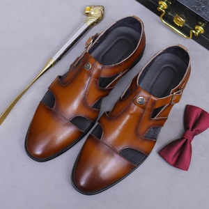 รองเท้าหนังแท้แบบทางการสำหรับธุรกิจใหม่ รองเท้าแตะลำลองผู้ชายหนังวัว ดีไซน์แบบเจาะรู รองเท้าส้นเตารีดสำหรับฤดูร้อนและกิจกรรมกลางแจ้ง - Product Image 4