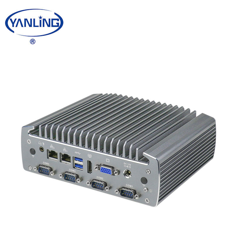 Barato mini pc industrial integrado computadora i5 6200U con 6 puerto serie y 6 USB 2Lan
