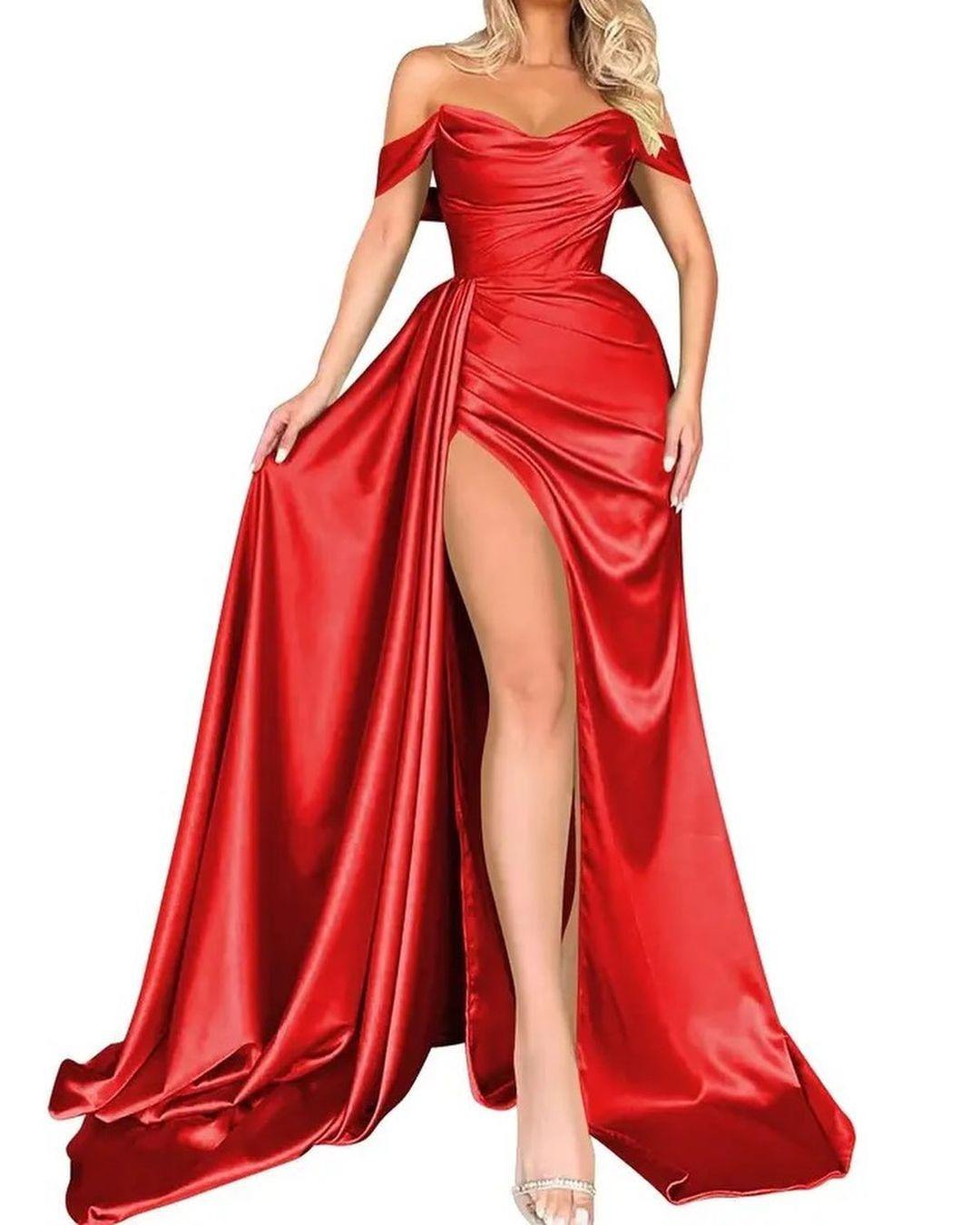 dresses prom dark red