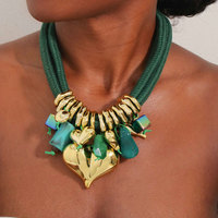 Collier Amelia Original Nouveau Sportif Unisexe Multicouche avec Pendentif Cœur en Corde Épaisse et Chaîne en Bambou