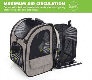 Mochila transportadora de mascotas gratuita, expandible, con malla transpirable para perros pequeños, gatos y cachorros, mochila para mascotas. - Product Image 2