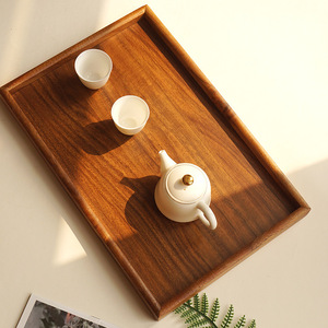 Plateau de service en bois de noyer GOODBYE 30x20cm, plateau de rangement élégant en bois massif pour la maison, le bureau, le thé, les fruits et les collations - Product Image 2