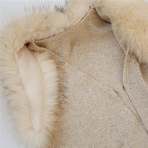 Tyan Wholesale New Design Spring Autumn Navy Blue Knit Wool <strong>Sleeveless</strong> <strong>Coat</strong> With Raccoon Fur Collar Custom Pure Wool Vest <strong>Women</strong> - Product Image 3