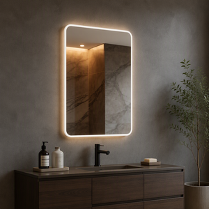 Espejo de Pared LED Minimalista <span class=keywords><strong>Mebo</strong></span> con Luz Interior Brillante, Borde y Halo Luminosos, Atenuador Táctil, con Certificación CE para Baño - Product Image 2