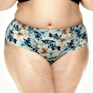 売れ筋 ミッドウエスト スリム お腹シェイプ 花柄プリント フルカバー プラスサイズ レディース下着 大きいサイズ レディースショーツ - Product Image 1