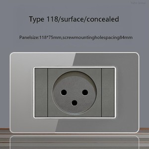 Panel de vidrio templado de cuatro colores, estándar israelí, con interruptor de lámpara de pared de carga rápida USB tipo C, módulo de teléfono y TV satelital. - Product Image 3