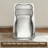 Bac à litière pour chat en acier inoxydable extra large, écologique, design ouvert, confortable, bac à litière pour chat