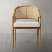 JP Chaise de salle à manger en rotin moderne Fauteuil en bois massif pour restaurant café à domicile