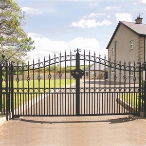 Portail en fer forgé <span class=keywords><strong>villa</strong></span> haut de gamme portail en fer forgé porte d'entrée en métal forgé cour simple double porte - Product Image 4