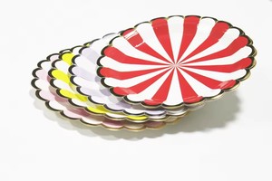 Assiettes en papier à bords festonnés dorés, fabricants de petits plats jetables, rayés, couleur <span class=keywords><strong>pastel</strong></span>, fournitures de décoration de fête - Product Image 2