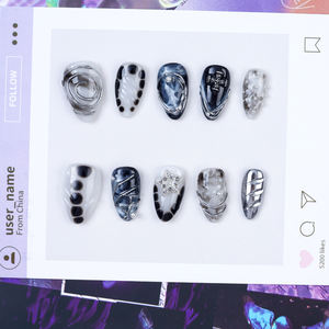 Étoile noire personnalisée 3d fait à la main réutilisable acrylique Y2k presse sur les <span class=keywords><strong>ongles</strong></span> 10 pièces marque privée <span class=keywords><strong>faux</strong></span> <span class=keywords><strong>faux</strong></span> <span class=keywords><strong>ongles</strong></span> Art en gros avec de la <span class=keywords><strong>colle</strong></span> - Product Image 4