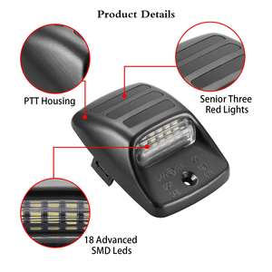 Lampu Pelat Nomor LED Putih + Merah Rakitan Kompatibel dengan 2005-2015 Tacoma 2000-2013 Truk Pickup Tundra - Product Image 5