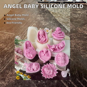 JHM J0642 6 Modelli Stampo in <span class=keywords><strong>Silicone</strong></span> Eco-Friendly a Forma di Angelo per <span class=keywords><strong>Candele</strong></span>, Sapone Aromaterapico 3D, Resina, Decorazioni per Camera da Letto, Feste di Compleanno - Product Image 2