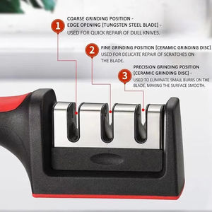 Wholesale Knife <b>Sharpener</b> Handheld Multi-function 3/4 Stages Type Quick Sharpening Tool With Non-slip Base Kitchen Knives - Product Image 6