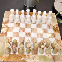 Jeu d'échecs en marbre Onyx vert naturel cadeau fait à la main jeu d'échecs en marbre ensemble de jeu de voyage de fête Ajedrez luxe