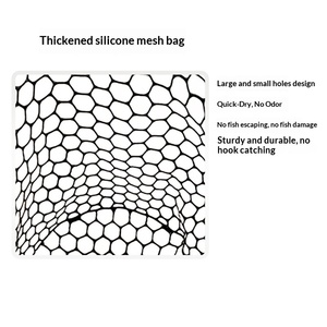 Épuisette de pêche en silicone souple à mailles larges, séchage rapide, légère et antiadhésive pour la pêche à la truite, au bar et au <span class=keywords><strong>brochet</strong></span> - Product Image 3
