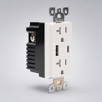 Stopkontak USB BAREP NEMA 5-20R CULus 125V dengan Tipe-A dan Tipe-C 4.8A TR T-Slot untuk Kabel Komersial dan Hunian
