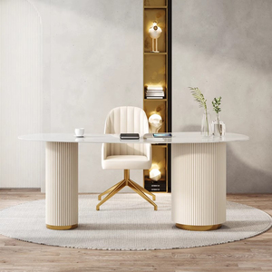 Đồ Nội Thất Sang Trọng Văn Phòng Bảng Máy Tính Hiện Đại Bằng Văn Phòng Salon Bàn Tiếp Tân Bằng Đá Cẩm Thạch Hàng Đầu Trắng Bàn Làm Việc - Product Image 4