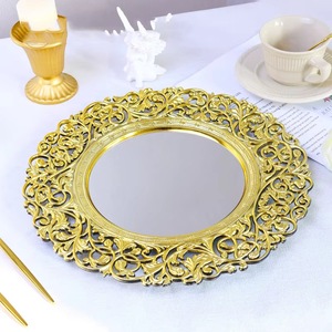 <span class=keywords><strong>Assiette</strong></span> de luxe légère en plastique et <span class=keywords><strong>verre</strong></span>, motif solide, finition électrolytique, style artisanat ancien, pour le commerce extérieur, mariages, hôtels et réceptions - Product Image 1