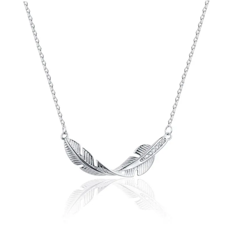 Collier en argent Sterling 925 avec pendentif plumes, personnalisé, adapté pour collier de mariage, pour femmes, à la mode