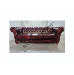 Classic Chesterfield <b>Sofa</b> in Genuine Leather Elegant Design with Handcrafted Details & Rich Finish Strong <b>Frame</b> for Apartments - Product Image 5