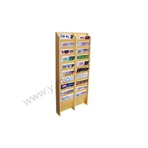 20-Pocket treo tường bằng gỗ Tạp Chí <span class=keywords><strong>Rack</strong></span> Brochure chủ Văn học đứng YM6-744 đồng hồ hiển thị Tạp Chí - Product Image 2