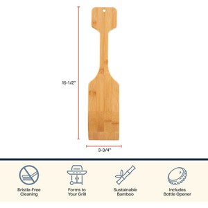 Raspador de Bambú para Barbacoa, Herramienta para Limpiar Parrillas al Aire Libre, Raspador de Parrilla con Abrebotellas, Limpiador de Parrillas Resistente, Accesorio para Barbacoa - Product Image 2