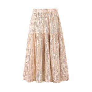 Abito di lusso con paillettes nuovo arrivo autunno inverno <span class=keywords><strong>gonna</strong></span> <span class=keywords><strong>lunga</strong></span> floreale per ragazze gonne con paillettes a-line all'ingrosso - Product Image 3