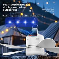 Ventilateur de plafond avec lumière AGI32, portable, silencieux, rechargeable, en ABS, pour camping extérieur et tente de dortoir