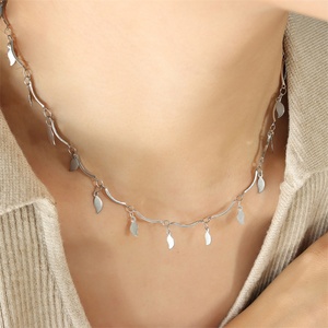 Dainty Stainless Steel Link Chain <b>Choker</b> Necklace Flower Pendant Women's Anniversary Party Gift - Product Image 3