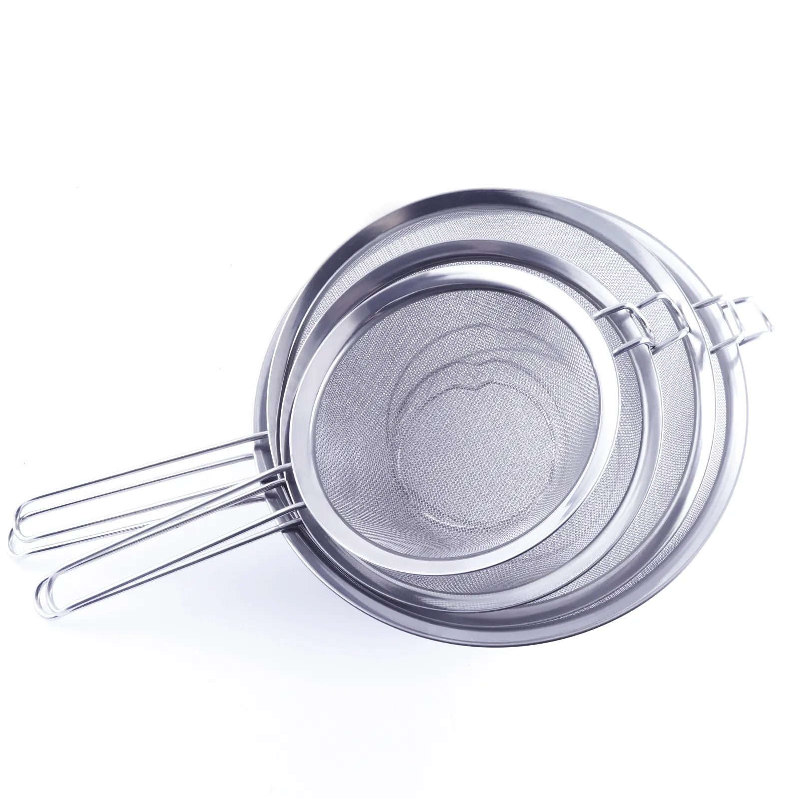 Stainless Steel Mesh Net Strainer Basket with a Wide Rim Resting Feet and Handles Colander to Strain Rinse Fry Steam vegetablel