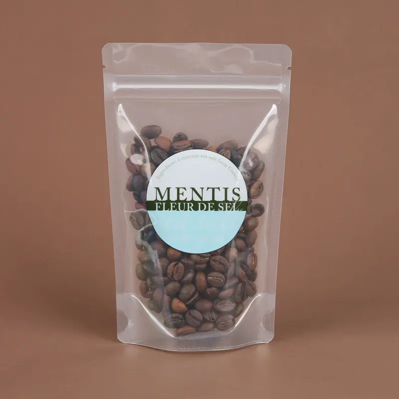 Voller Rabatt individueller Standbeutel Lebensmittelqualität Kunststoff-Popcornbeutel Kaffeebeutel mit Reißverschluss kleine Größe 70 g 100 g 150 g
