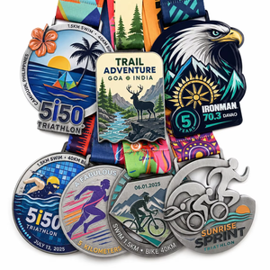 Médaille <span class=keywords><strong>de</strong></span> finisseur personnalisée en alliage <span class=keywords><strong>de</strong></span> zinc 3D, série Triathlon 5150, édition Île, natation, vélo, course, médailles <span class=keywords><strong>de</strong></span> récompense sportives en métal avec ruban - Product Image 6