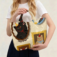 Sac fourre-tout en PVC transparent imperméable avec motif chaton, sac de plage, pochette, sac à main avec nœud, sac de rangement