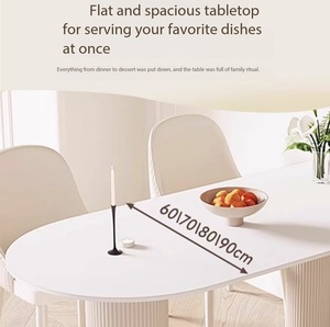 Mesa de Comedor Moderna de Estilo Crema, Ovalada, de Piedra Sinterizada, con Patas de Acero al Carbono, para Apartamento - Product Image 4