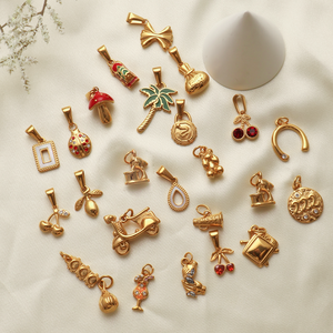 Dijes hechos a mano DIY collar pulsera accesorios PVD 18K oro Acero inoxidable cereza seta esmalte colgante encantos - Product Image 5