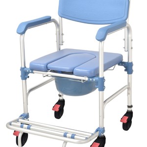 Aluminum Alloy <b>Commode</b> <b>Chair</b> With Wheels Open Front Anti Slip For Elderly And Disabled Portable Toilet Seat - Product Image 1