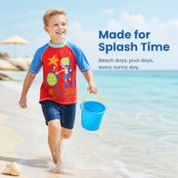Maillot de bain une pièce imprimé à manches courtes pour enfants, protection UPF 50+, idéal pour la plage, le surf et la plongée