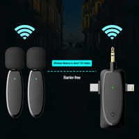 Prix usine 3 en 1 Réduction du bruit à faible latence Mini micro noir Microphone Lavalier sans fil professionnel pour appareil photo Android