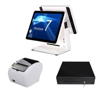 Terminal Punto de Venta ComPOSxb POS1618P con Pantalla LCD TFT de 15 Pulgadas, Sistema POS Todo en Uno, CPU sin Ventilador, Cajón de Dinero, Impresora, WiFi/Bluetooth