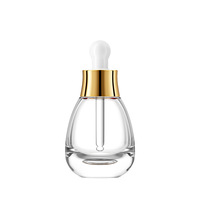 Flacon compte-gouttes d'usine d'emballage cosmétique de 30ml flacon de sérum en forme d'ampoule avec compte-gouttes en or et argent