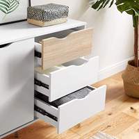 Buffet Combohome - Grand meuble de rangement - Effet bois blanc et chêne - Style scandinave nordique - Buffet avec 2 portes