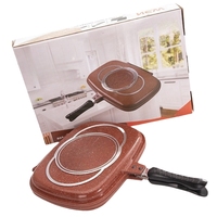 Poêle de cuisson antiadhésive carrée double face pour crêpes, omelettes, sandwichs et grillades