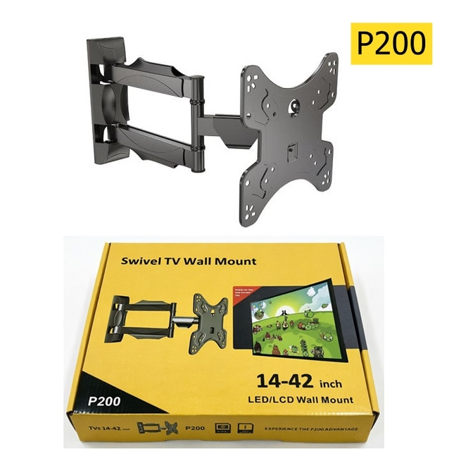 Articulating TV Wall Mount 14-42 Inch 32kg VESA 200x200mm 180° Swivel ±15° Tilt Cold Rolled Steel Full Motion TV Wall Mount