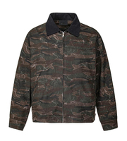 Veste de travail personnalisée pour homme en toile épaisse délavée style vintage, respirante, avec fermeture éclair, style champêtre, col montant délavé, streetwear, logo OEM